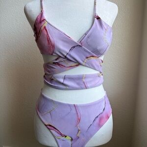 Lavender Marble Wrap Bikini Set